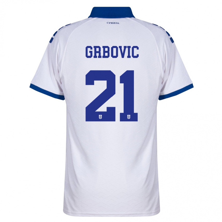 ילדים כדורגל סרביה Vasilije Grbovic #21 כהה לבן אדום הרחק ג'רזי 26-28