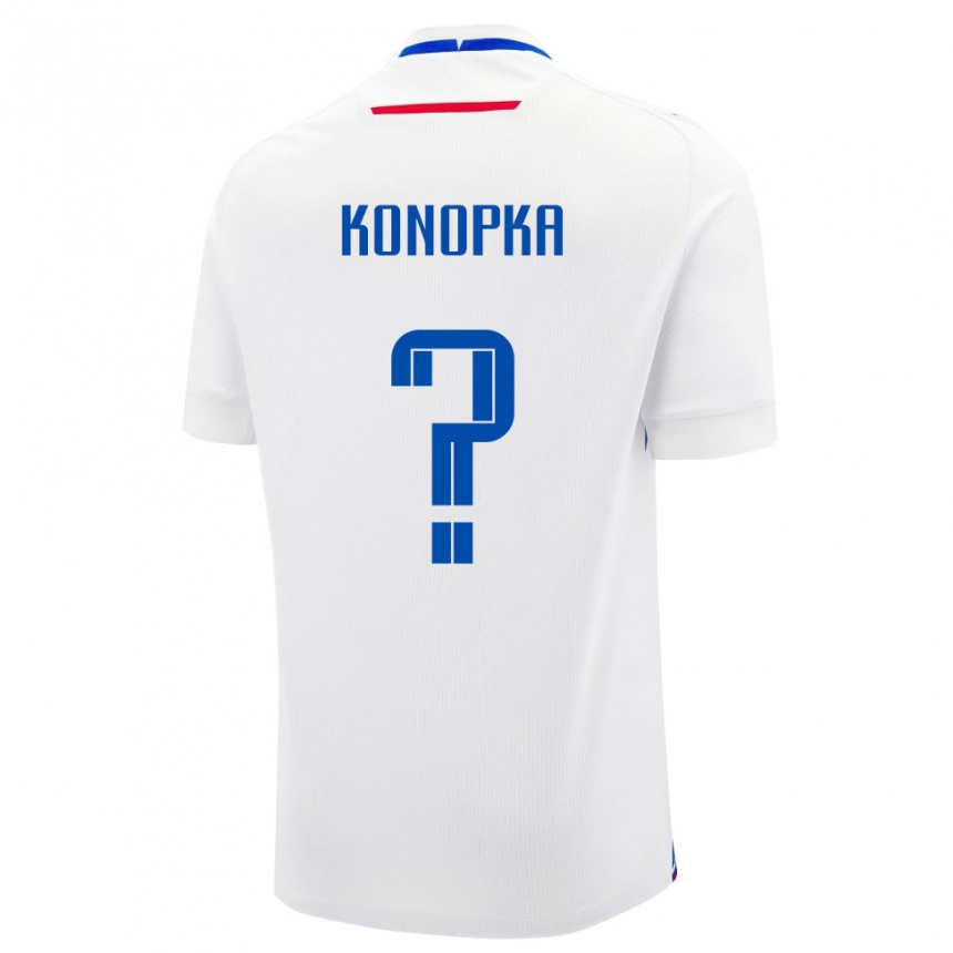 ילדים כדורגל סלובקיה Martin Konopka #0 לבן כחול הרחק ג'רזי 26-28