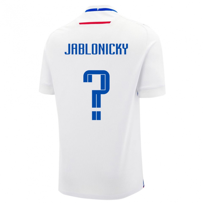ילדים כדורגל סלובקיה Tomas Jablonicky #0 לבן כחול הרחק ג'רזי 26-28