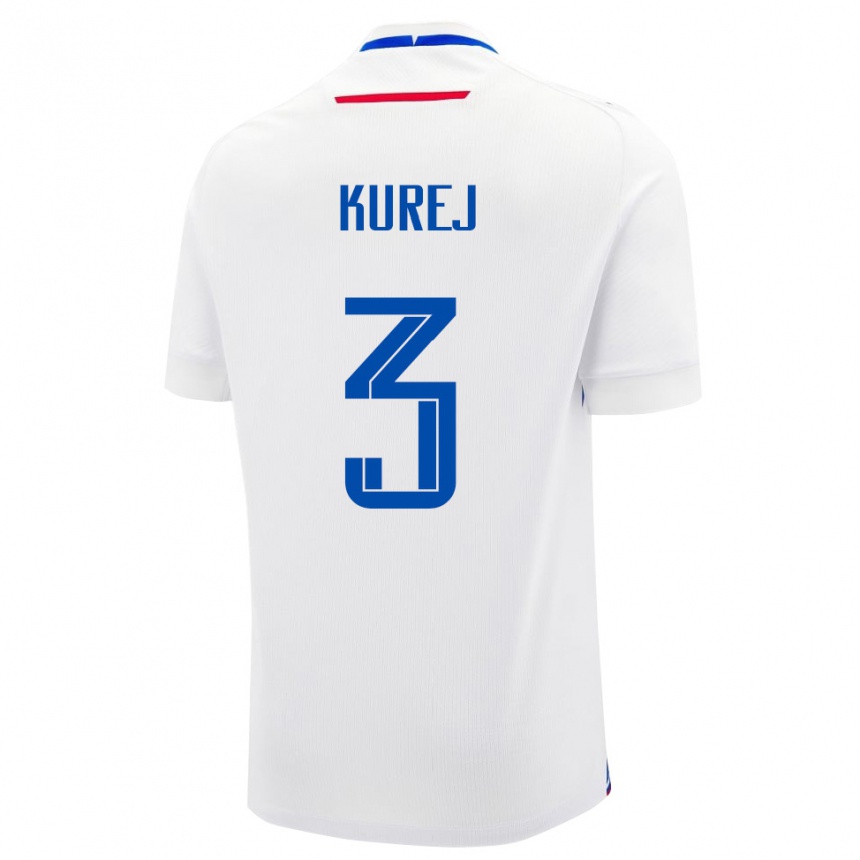 ילדים כדורגל סלובקיה Nicolas Kurej #3 לבן כחול הרחק ג'רזי 26-28