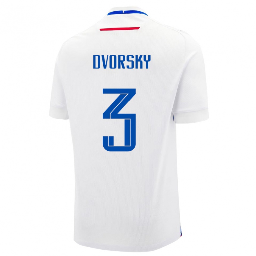 ילדים כדורגל סלובקיה Lukas Dvorsky #3 לבן כחול הרחק ג'רזי 26-28