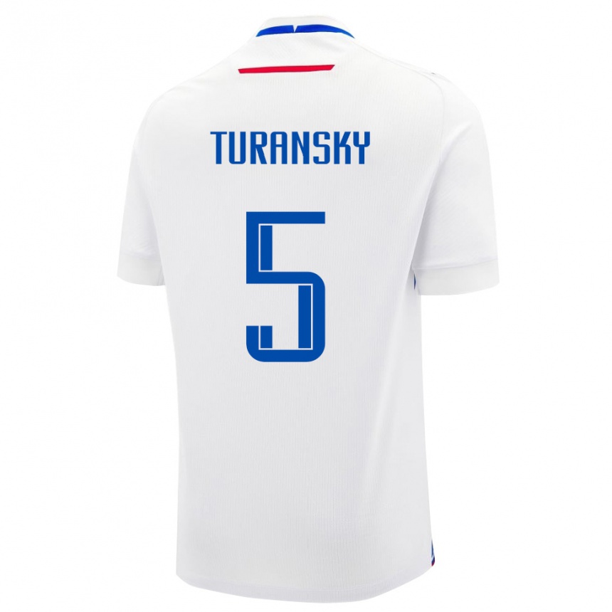 ילדים כדורגל סלובקיה Martin Turansky #5 לבן כחול הרחק ג'רזי 26-28