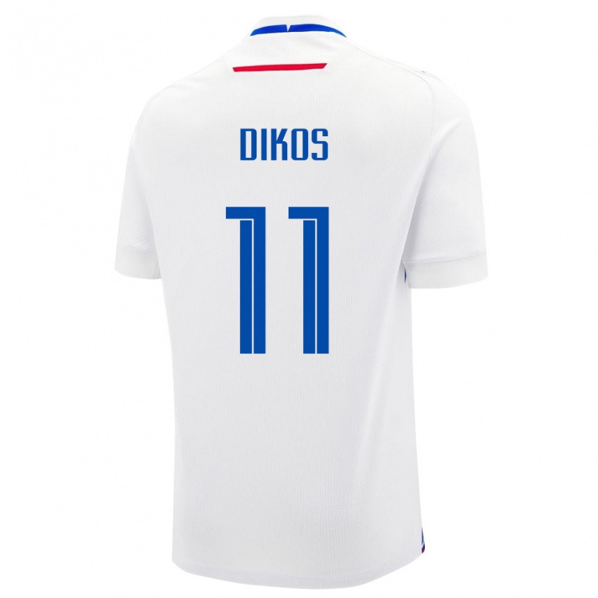 ילדים כדורגל סלובקיה Maximilian Dikos #11 לבן כחול הרחק ג'רזי 26-28