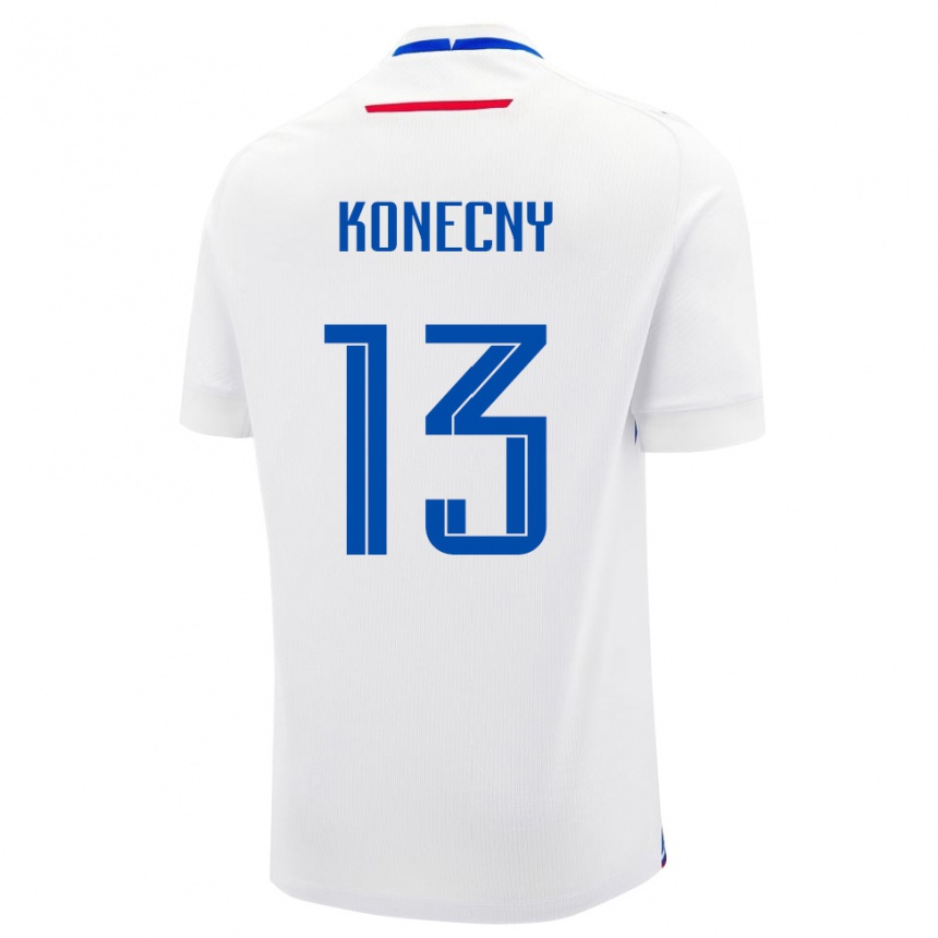 ילדים כדורגל סלובקיה Alex Konecny #13 לבן כחול הרחק ג'רזי 26-28