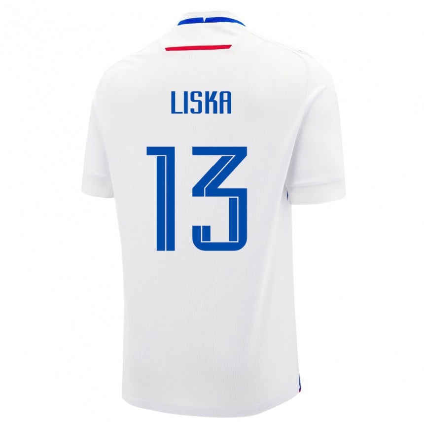 ילדים כדורגל סלובקיה Lukas Liska #13 לבן כחול הרחק ג'רזי 26-28