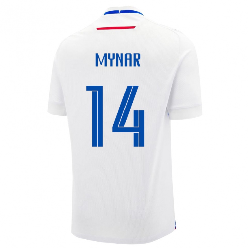 ילדים כדורגל סלובקיה Michal Mynar #14 לבן כחול הרחק ג'רזי 26-28