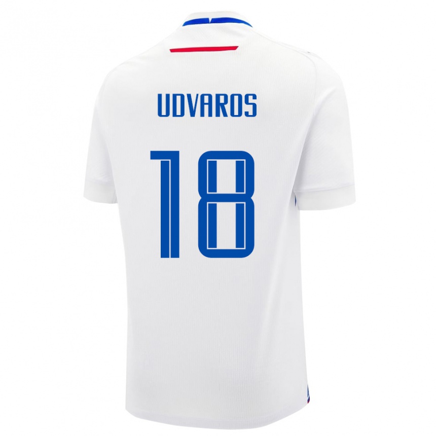 ילדים כדורגל סלובקיה Nathan Udvaros #18 לבן כחול הרחק ג'רזי 26-28