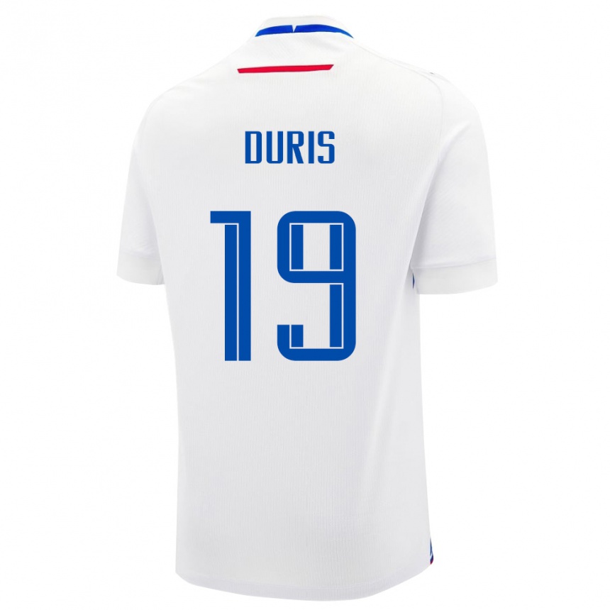 ילדים כדורגל סלובקיה Jakub Duris #19 לבן כחול הרחק ג'רזי 26-28
