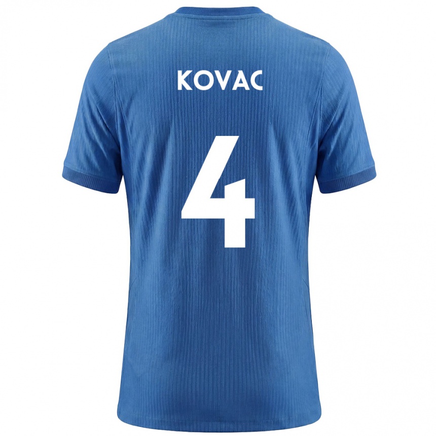 ילדים כדורגל סלובניה Blaz Kovac #4 כחול לבן הרחק ג'רזי 26-28