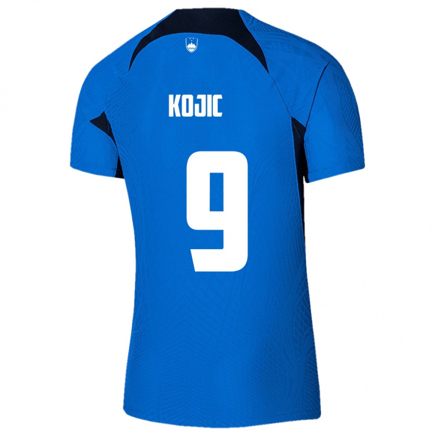 ילדים כדורגל סלובניה Dino Kojic #9 כחול לבן הרחק ג'רזי 26-28