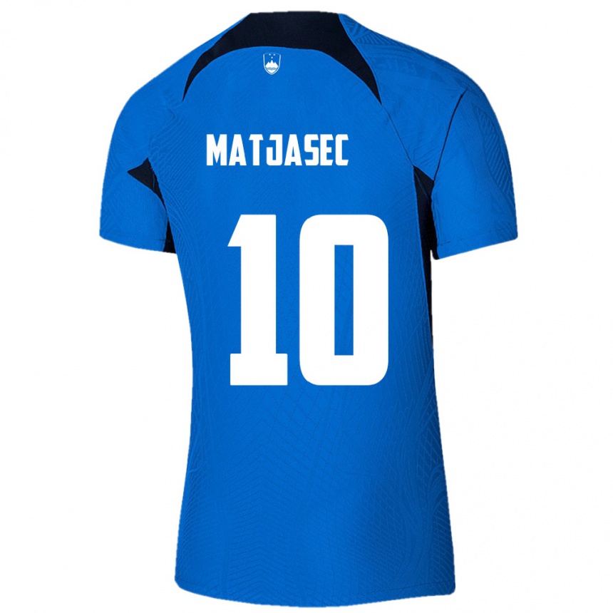ילדים כדורגל סלובניה Miha Matjasec #10 כחול לבן הרחק ג'רזי 26-28