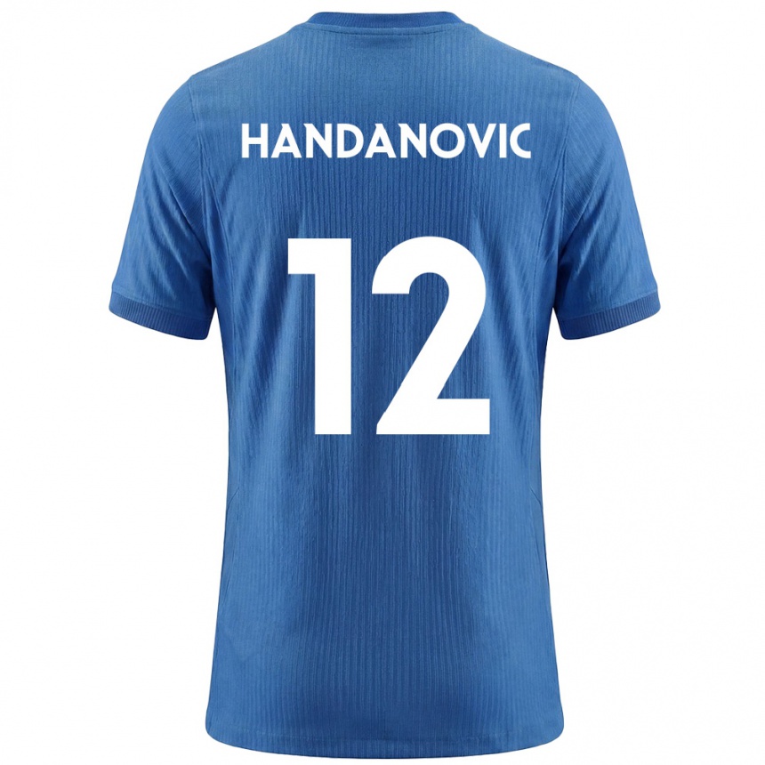 ילדים כדורגל סלובניה Tanej Handanovic #12 כחול לבן הרחק ג'רזי 26-28