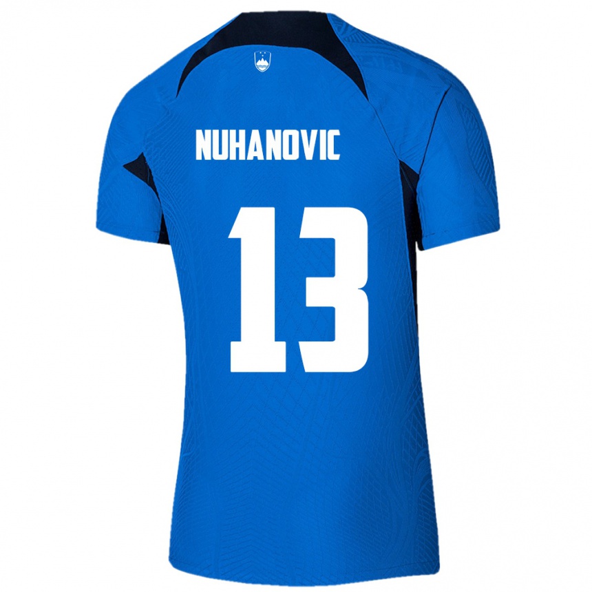 ילדים כדורגל סלובניה Husko Nuhanovic #13 כחול לבן הרחק ג'רזי 26-28