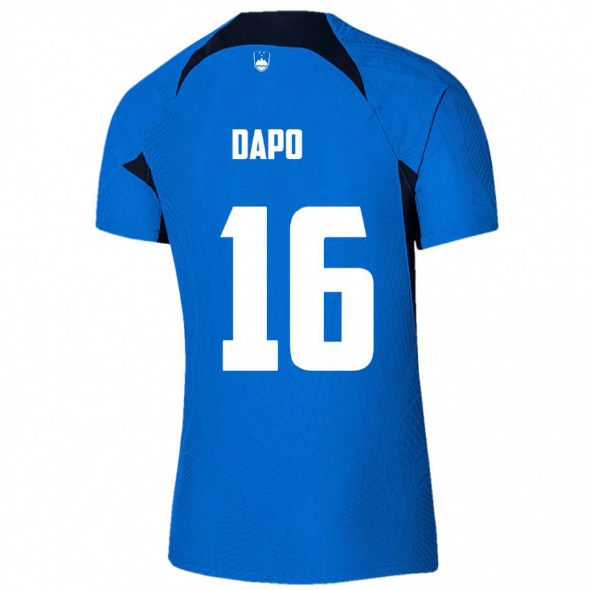 ילדים כדורגל סלובניה Jan Dapo #16 כחול לבן הרחק ג'רזי 26-28