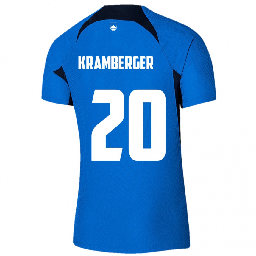 ילדים כדורגל סלובניה Enej Kramberger #20 כחול לבן הרחק ג'רזי 26-28