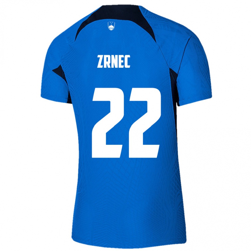 ילדים כדורגל סלובניה Jaka Zrnec #22 כחול לבן הרחק ג'רזי 26-28