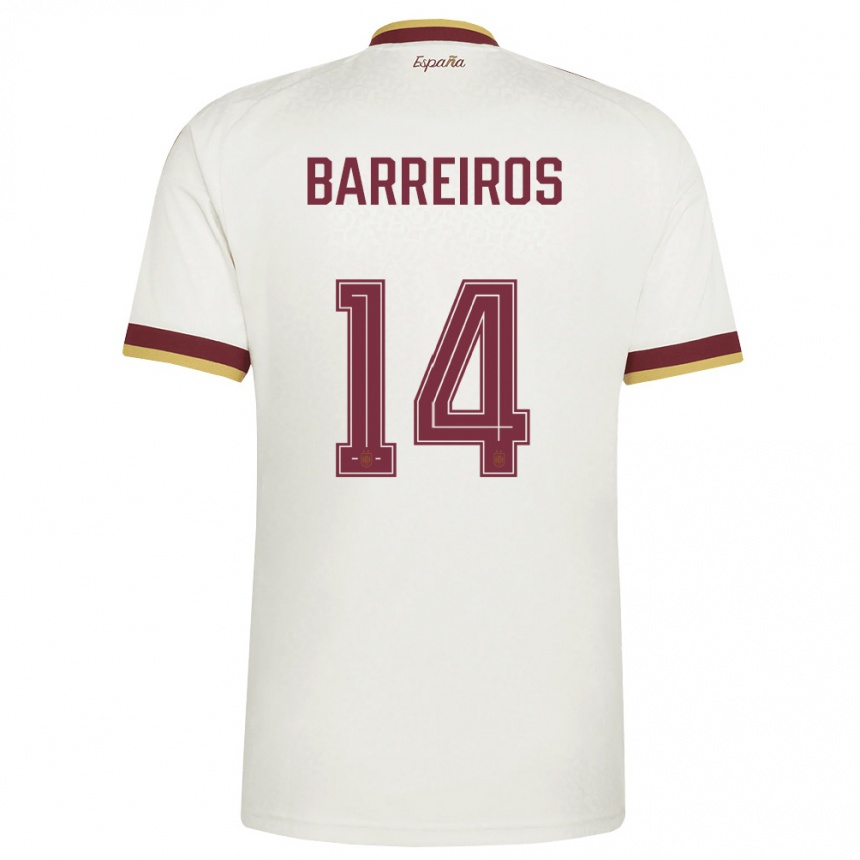 ילדים כדורגל ספרד Iago Barreiros #14 שמנת בורדו הרחק ג'רזי 26-28