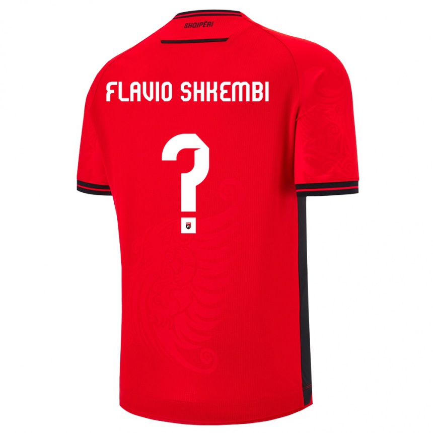גברים כדורגל אלבניה Flavio Shkembi #0 שחור אדום ג'רזי ביתית 26-28