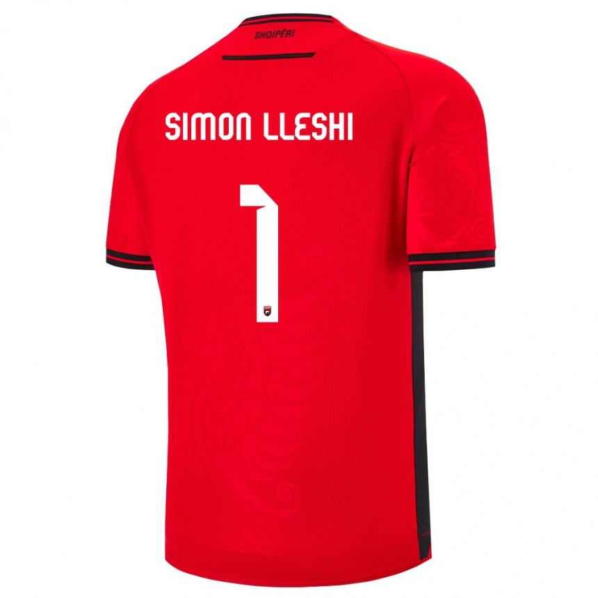 גברים כדורגל אלבניה Simon Lleshi #1 שחור אדום ג'רזי ביתית 26-28