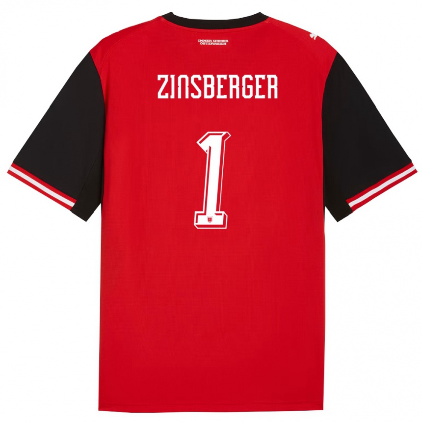 גברים כדורגל אוסטריה Manuela Zinsberger #1 שחור לבן ג'רזי ביתית 26-28