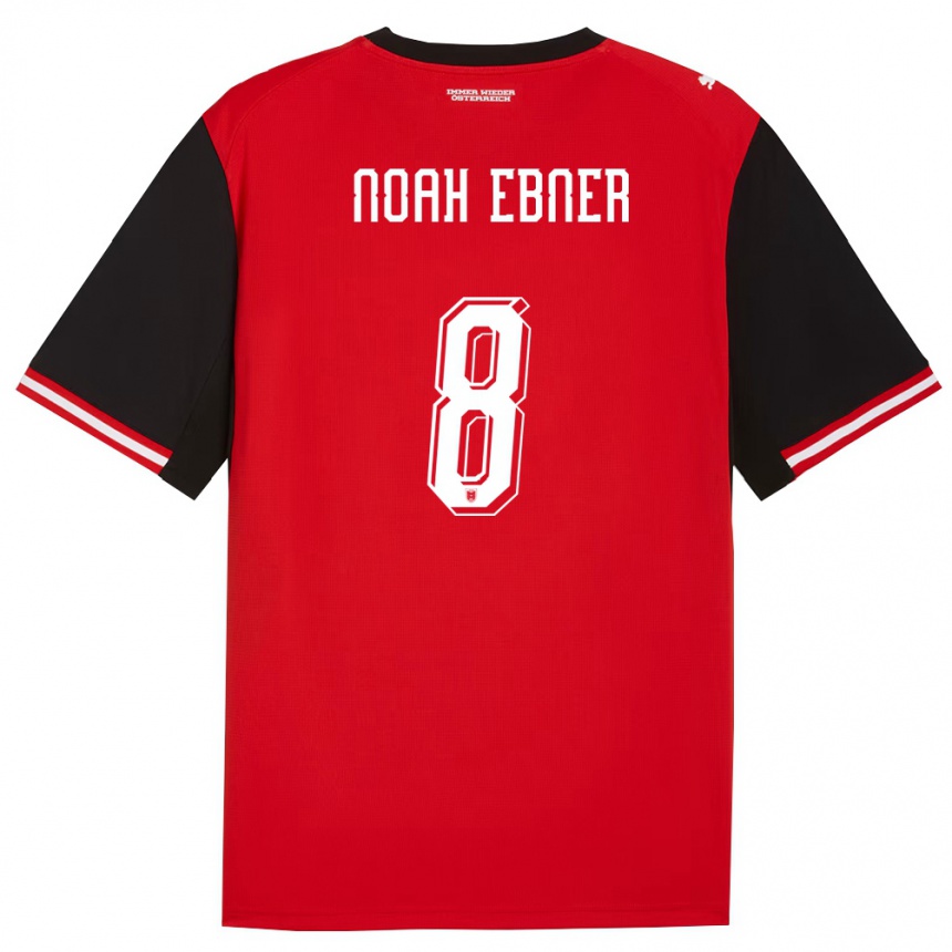 גברים כדורגל אוסטריה Noah Ebner #8 שחור לבן ג'רזי ביתית 26-28