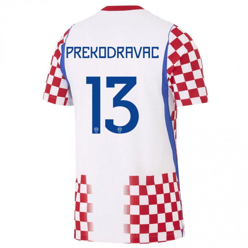 גברים כדורגל קרואטיה Marin Prekodravac #13 לבן אדום כחול ג'רזי ביתית 26-28