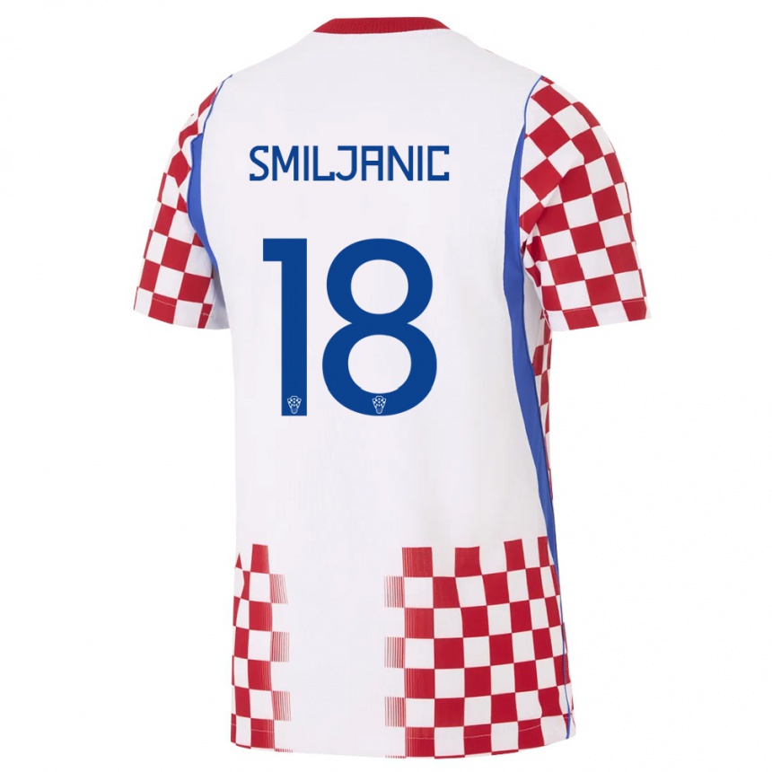 גברים כדורגל קרואטיה Pavle Smiljanic #18 לבן אדום כחול ג'רזי ביתית 26-28