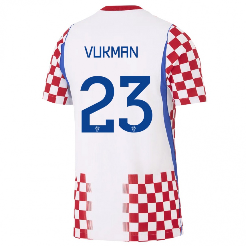 גברים כדורגל קרואטיה Jozo Vukman #23 לבן אדום כחול ג'רזי ביתית 26-28