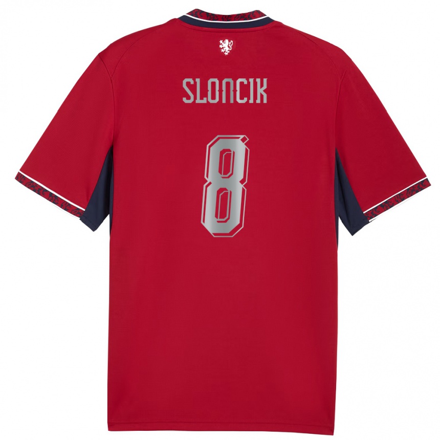 גברים כדורגל צ'כיה Simon Sloncik #8 אדום לבן כהה ג'רזי ביתית 26-28