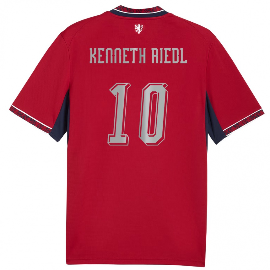 גברים כדורגל צ'כיה Victor Kenneth Riedl #10 אדום לבן כהה ג'רזי ביתית 26-28