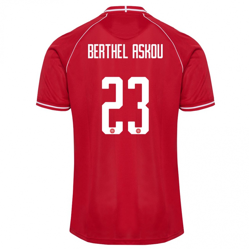 גברים כדורגל דנמרק Julius Berthel Askou #23 אדום לבן ג'רזי ביתית 26-28