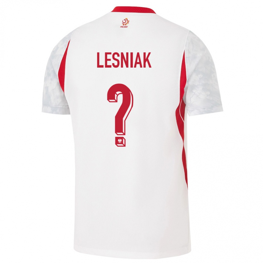 גברים כדורגל פולין Tymoteusz Lesniak #0 לבן אדום אפור ג'רזי ביתית 26-28