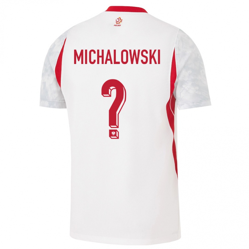 גברים כדורגל פולין Aleksander Michalowski #0 לבן אדום אפור ג'רזי ביתית 26-28