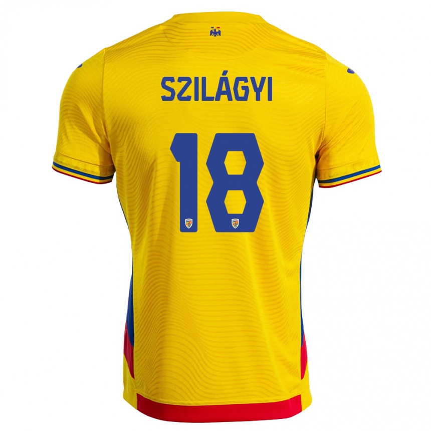 גברים כדורגל רומניה Szabolcs Szilágyi #18 צהוב אדום ג'רזי ביתית 26-28