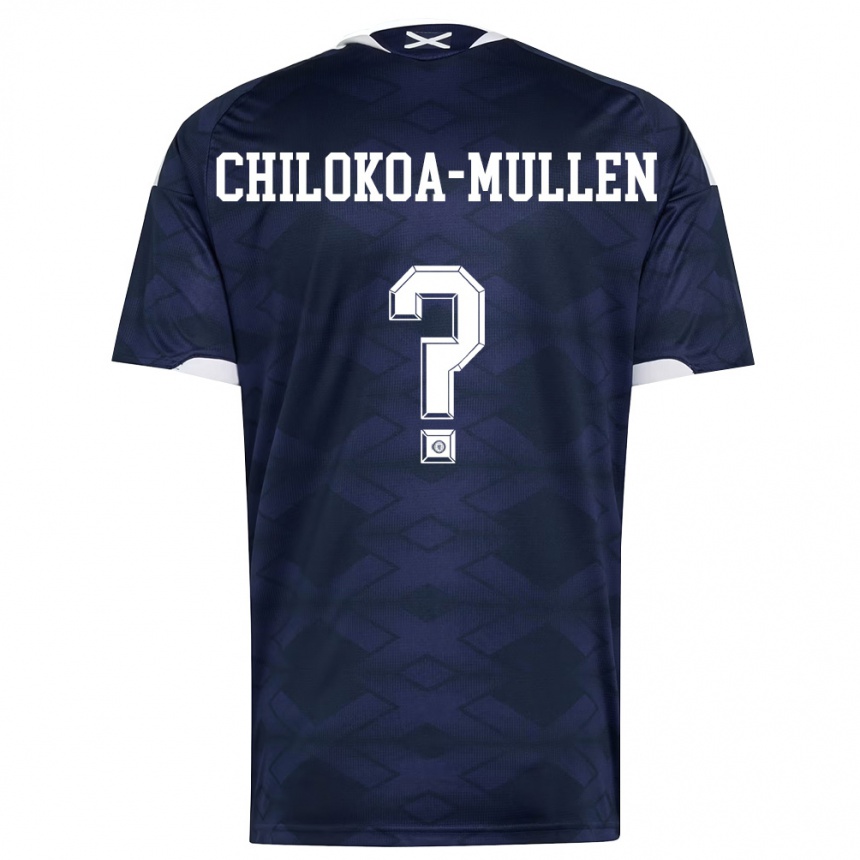 גברים כדורגל סקוטלנד Jeremiah Chilokoa-Mullen #0 כהה לבן ג'רזי ביתית 26-28