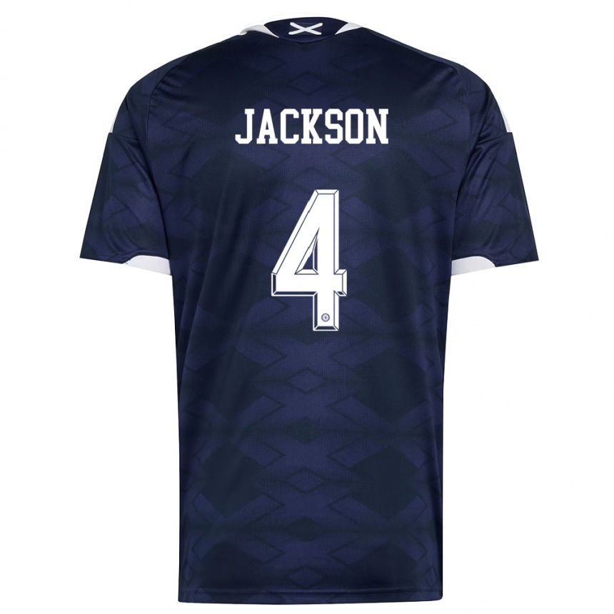 גברים כדורגל סקוטלנד Louis Jackson #4 כהה לבן ג'רזי ביתית 26-28