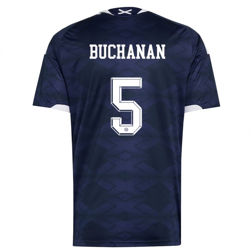 גברים כדורגל סקוטלנד Marcus Buchanan #5 כהה לבן ג'רזי ביתית 26-28