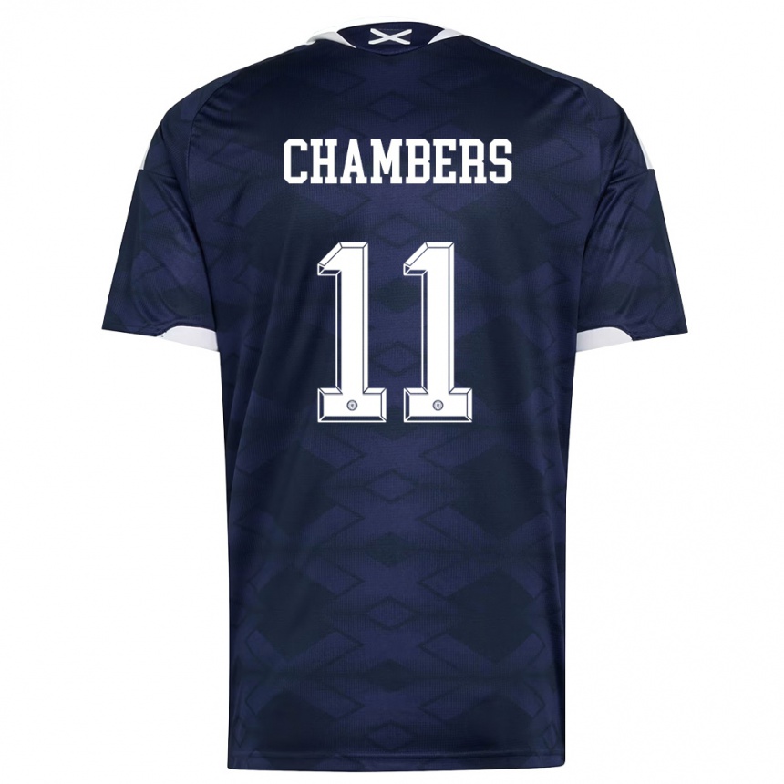 גברים כדורגל סקוטלנד Sam Chambers #11 כהה לבן ג'רזי ביתית 26-28