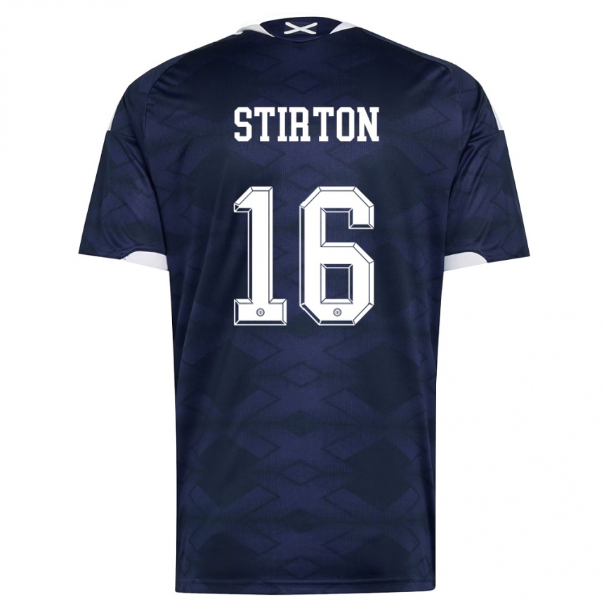 גברים כדורגל סקוטלנד אוון סטירטון #16 כהה לבן ג'רזי ביתית 26-28