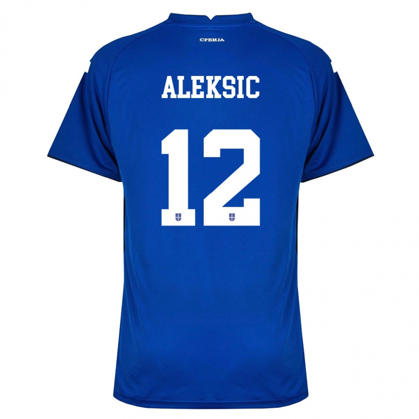 גברים כדורגל סרביה Strahinja Aleksic #12 כהה אדום ג'רזי ביתית 26-28