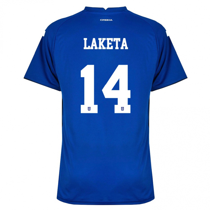 גברים כדורגל סרביה Andrija Laketa #14 כהה אדום ג'רזי ביתית 26-28