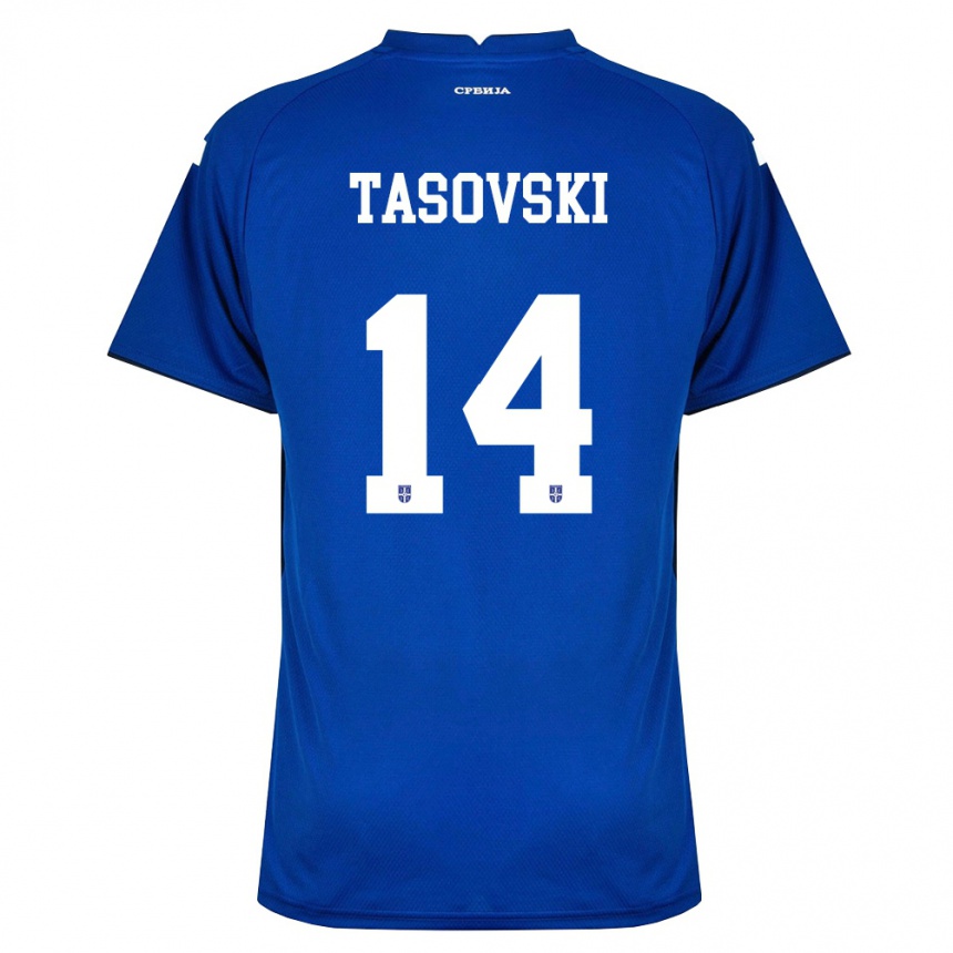 גברים כדורגל סרביה Vasil Tasovski #14 כהה אדום ג'רזי ביתית 26-28
