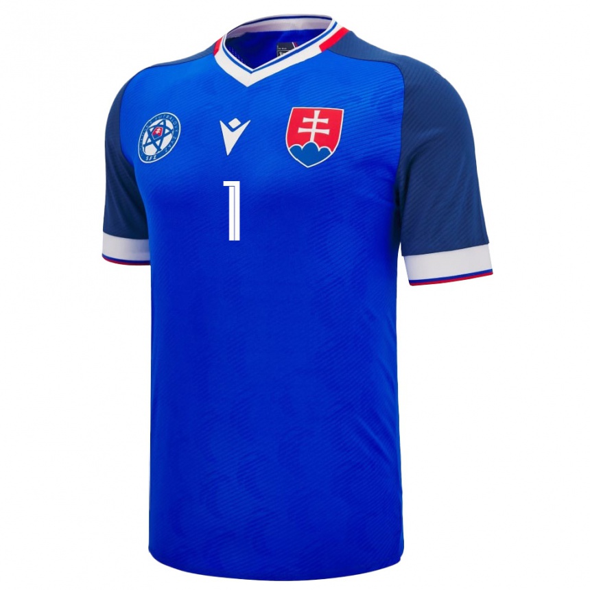 גברים כדורגל סלובקיה Sebastian Zajac #1 כחול לבן ג'רזי ביתית 26-28 גברים כדורגל סלובקיה Sebastian Zajac #1 כחול לבן ג'רזי ביתית 26-28