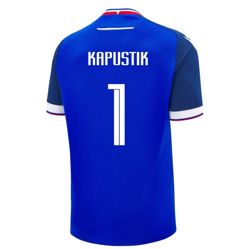 גברים כדורגל סלובקיה Simon Kapustik #1 כחול לבן ג'רזי ביתית 26-28