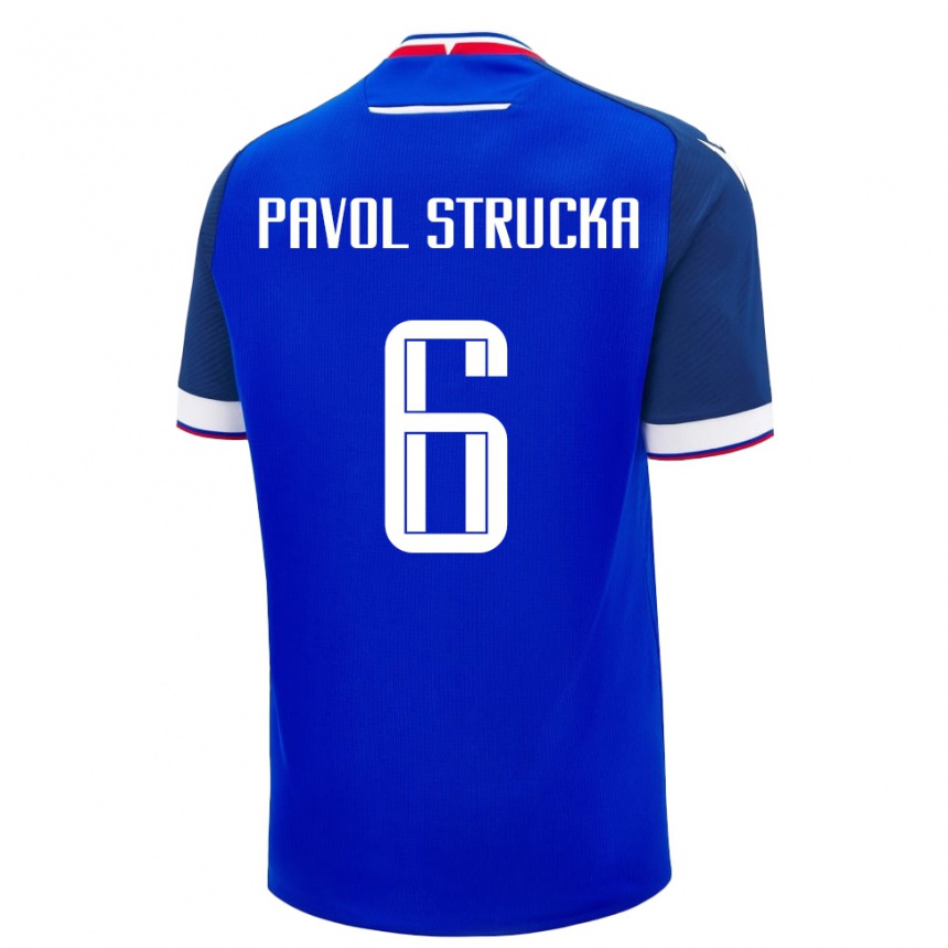 גברים כדורגל סלובקיה Kristian Pavol Strucka #6 כחול לבן ג'רזי ביתית 26-28