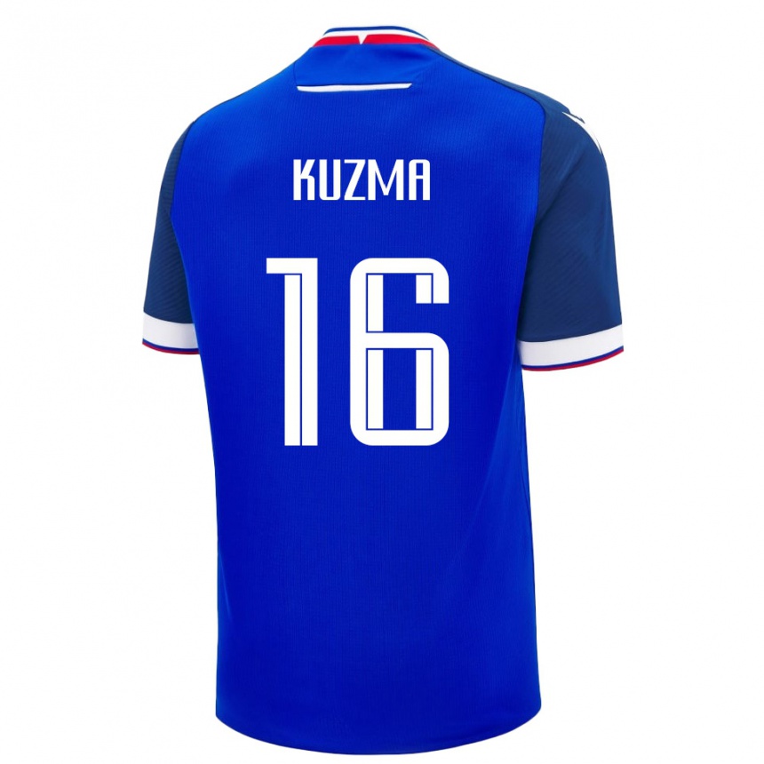 גברים כדורגל סלובקיה Alex Kuzma #16 כחול לבן ג'רזי ביתית 26-28