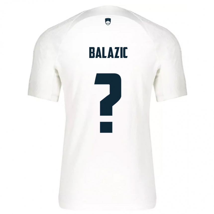 גברים כדורגל סלובניה Jan Balazic #0 לבן כחול ג'רזי ביתית 26-28