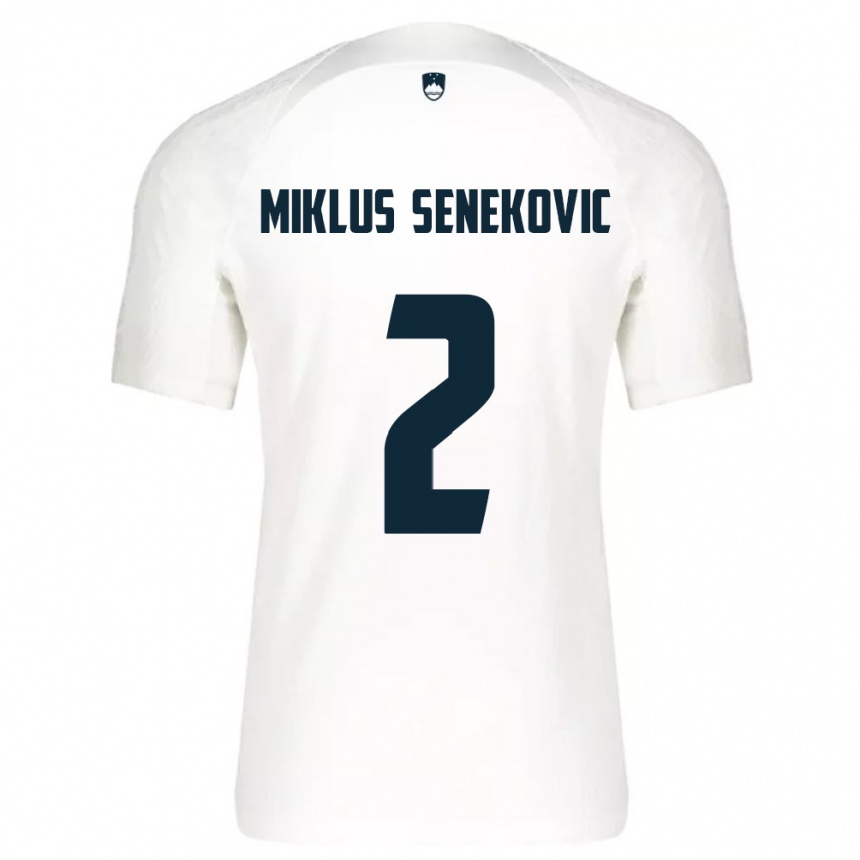 גברים כדורגל סלובניה Gal Miklus Senekovic #2 לבן כחול ג'רזי ביתית 26-28