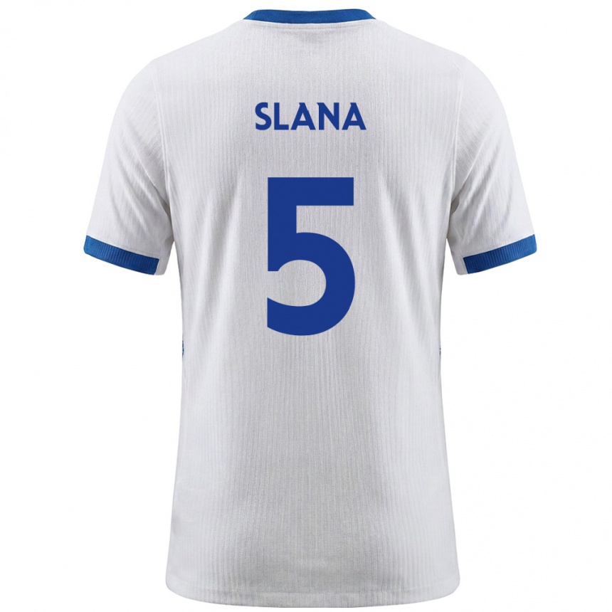 גברים כדורגל סלובניה Filip Slana #5 לבן כחול ג'רזי ביתית 26-28