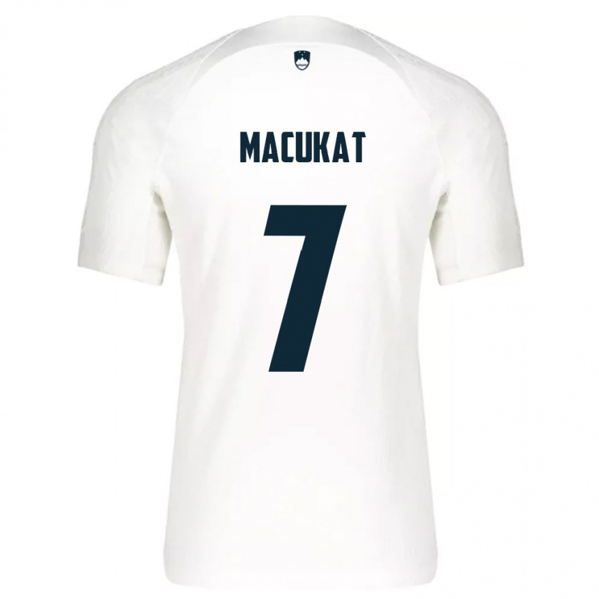 גברים כדורגל סלובניה Ante Macukat #7 לבן כחול ג'רזי ביתית 26-28